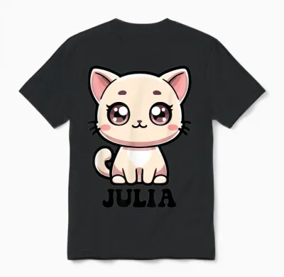 Julia Motif Chat Mignon Pour Fille Nom Julia Unisex T-Shirt - Black