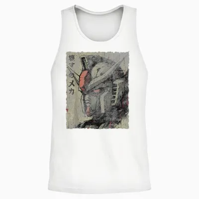 Vintage Mecha Robot Japanese Anime Style Retro Unisex Tank Top - White