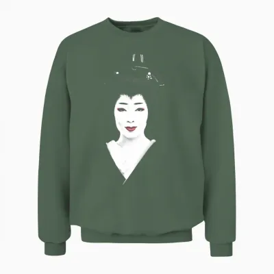 Japanese Geisha Unisex Sweatshirt - Military Green