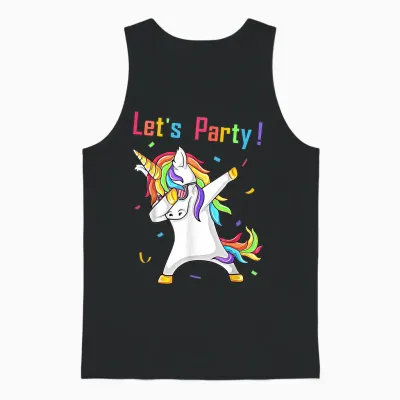 Unicorn Party Outfit Women Men Boys Girls Unicorn T-Shirt, Black Unisex Tank Top - Black