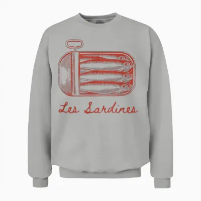 Les Sardines Fisherman Aesthetic Coastal Sardine Fish Unisex Sweatshirt - Ash