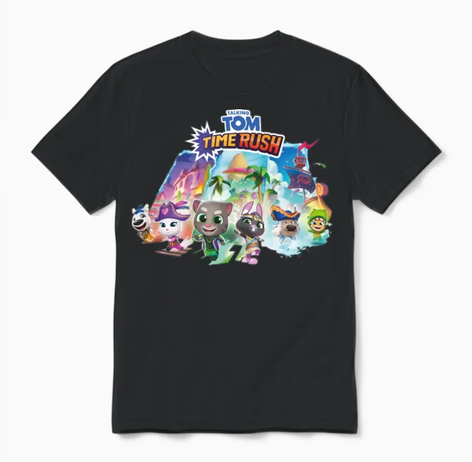 Talking Tom Time Rush Tom and the Magic Gate Unisex T-Shirt in Black
