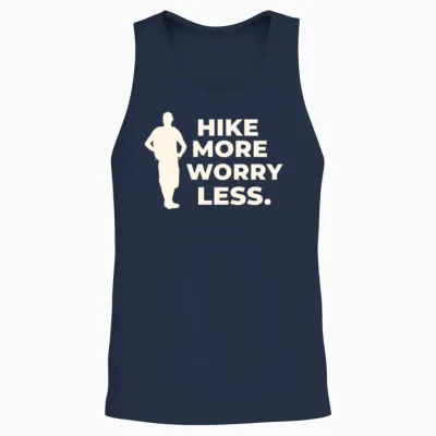 Hike More Worry Less Hiking Unisex Tank Top - Navy