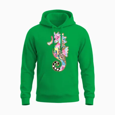 Retro Summer Seahorse Unisex Hoodie - Irish Green