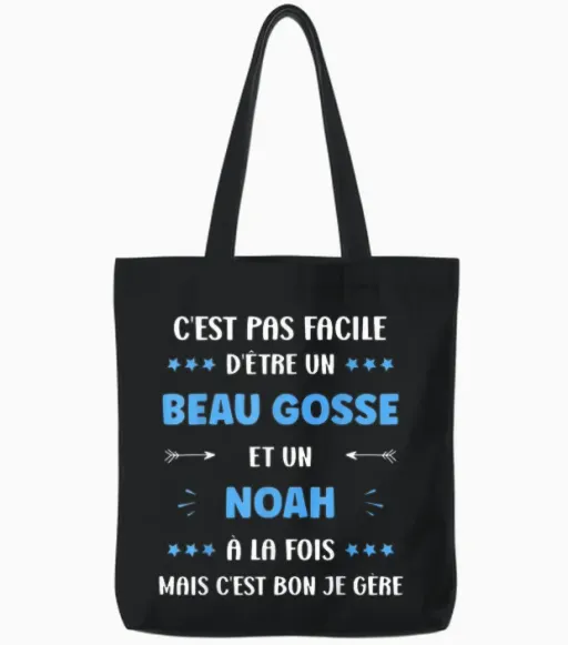 Lovely Kid Super Noah Boy Name Funny Noah T-Shirt, Black, S Tote Bags - Black