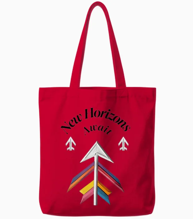 Colorful Directional Arrows Graphic Design Tote Bags in Red