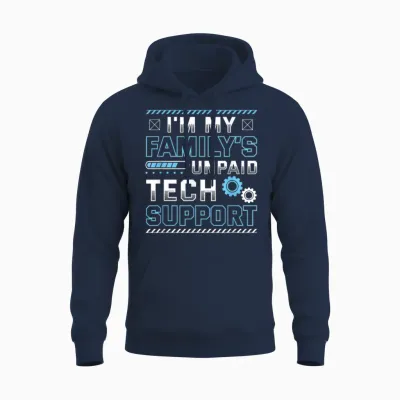 Funny I'm My Family's Unpaid Tech Support Unisex Hoodie - Navy