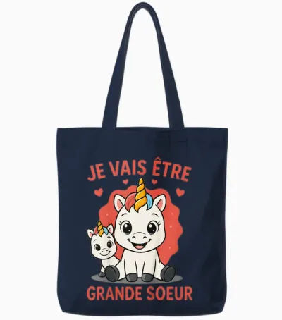 Future Big Sister Daughter Je Va être Grande Soeur Tote Bags - Navy