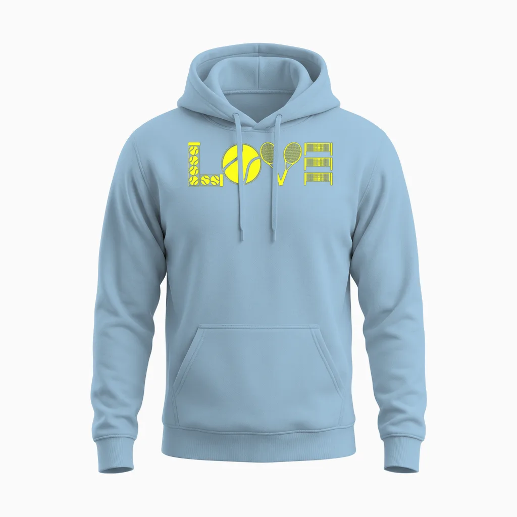 Tennis Love Unisex Hoodie in Light Blue