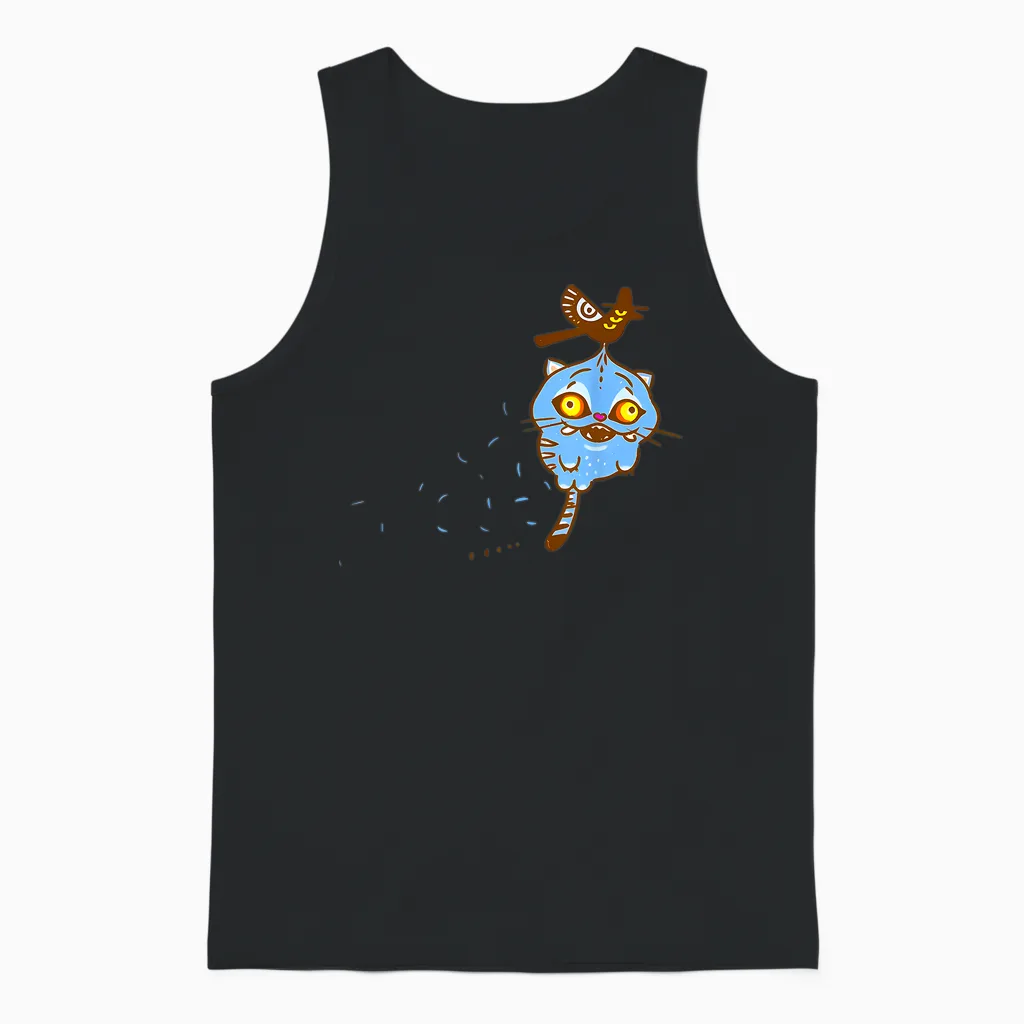 Funny Demon Hunters Tiger and Bird Kawaii Unisex Tank Top in Black