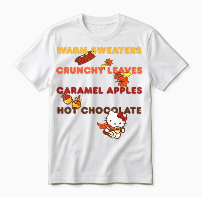 Hello Kitty Favorite Fall Things Unisex T-Shirt in White