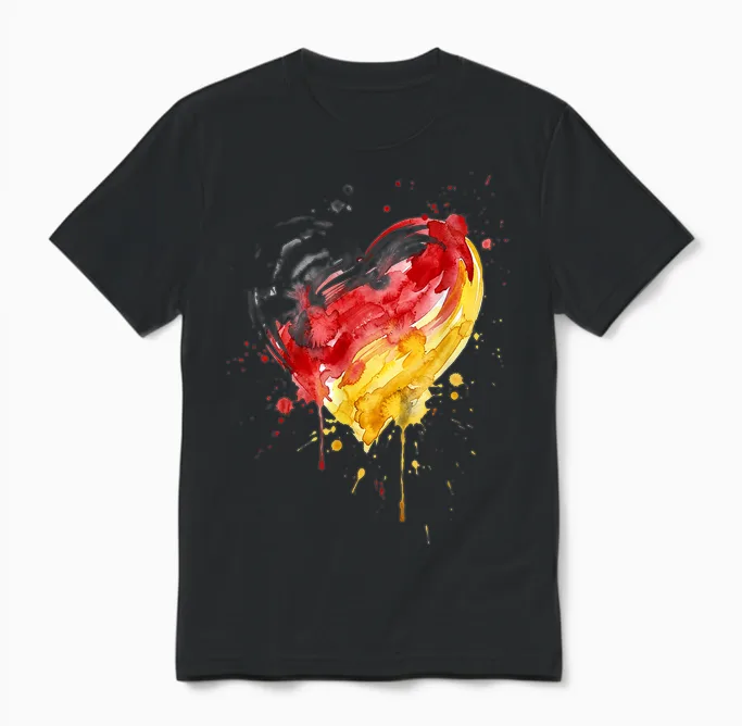 Deutschland Herz Mit Der Deutschen Flagge Germany Unisex T-Shirt in Black