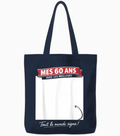 60ème Anniversaire Homme Femme 60 Ans 1966 Déco Drôle Cadeau Tote Bags - Navy
