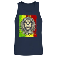 Reggae Jamaican Lion Rasta African Unisex Tank Top - Navy – 2