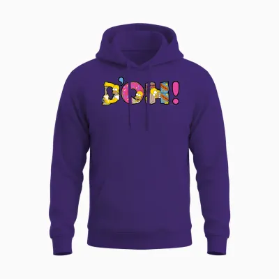 The Simpsons Homer Simpson Beer and Donuts Letters D'oh! T-Shirt, Black, S Unisex Hoodie - Purple