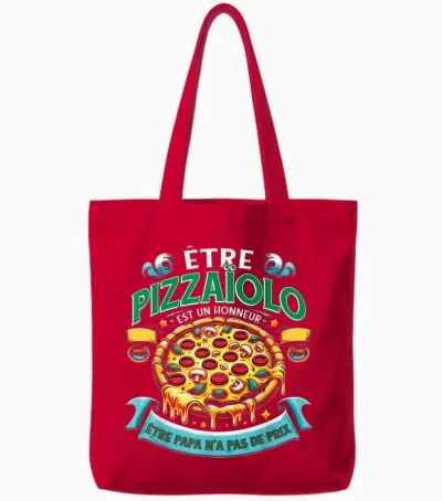 Italian Pizza Maker Pizzeria T-Shirt, Black, S Tote Bags - Red