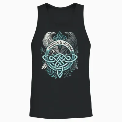 Odins Eyes Viking Raven Huginn & Muninn Ravens German T-Shirt, Black, S Unisex Tank Top - Black
