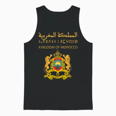 Morocco Passport Moroccan Logo Icon Flag Morocco Passport T-Shirt, Black, S Unisex Tank Top - Black
