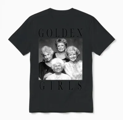 The Golden Girls Iconic Queens Vintage Group Shot Portrait T-Shirt, White Unisex T-Shirt - Black