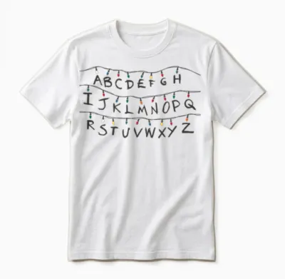 Stranger Things Alphabet T-Shirt, White, S Unisex T-Shirt - White