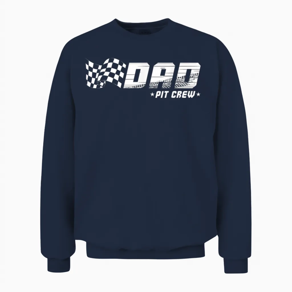 Dad Pit Crew Race Car Birthday Family Racing Unisex Sweatshirt in Navy