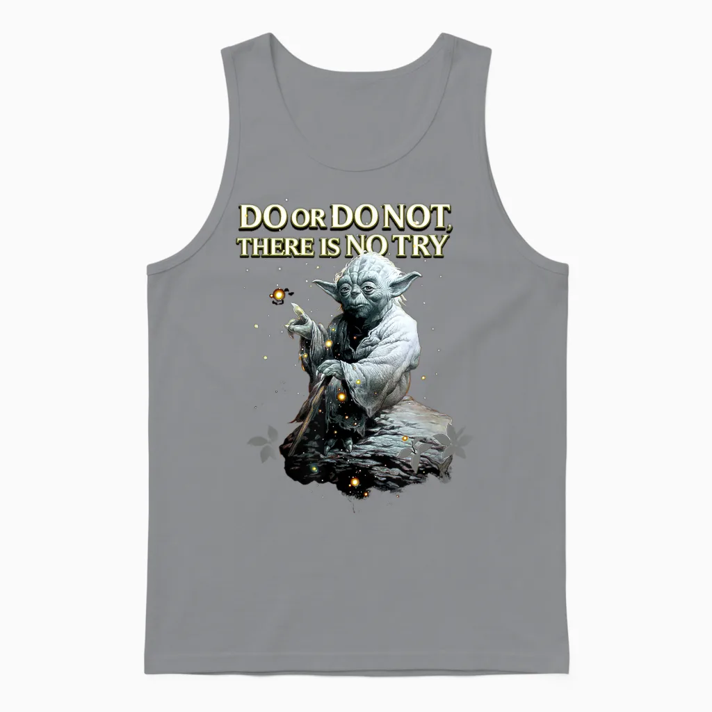 Star Wars Classic Do or Do Not There Is No Try Yoda Portrait Unisex Tank Top in Sport Grey