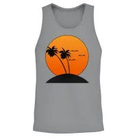 Sunset with Palm Trees Retro Unisex Tank Top - Sport Grey – 2