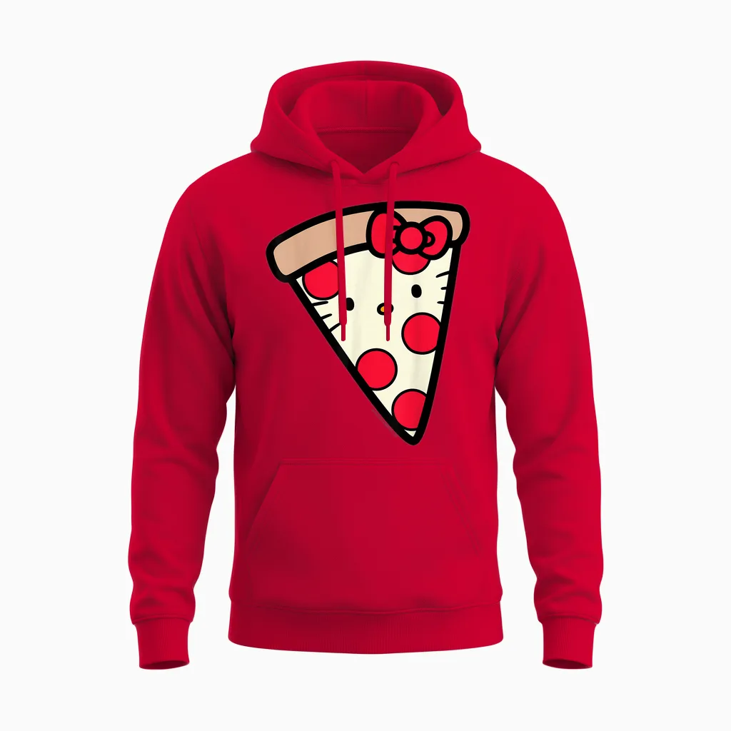 Hello Kitty Pizza Slice - Cat Lovers Unisex Hoodie in Red