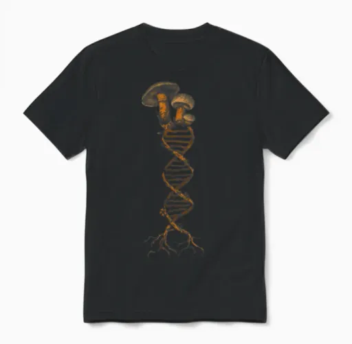Mushroom Dna Mycology Shroom Hunter Fungi Foraging Unisex T-Shirt in Black