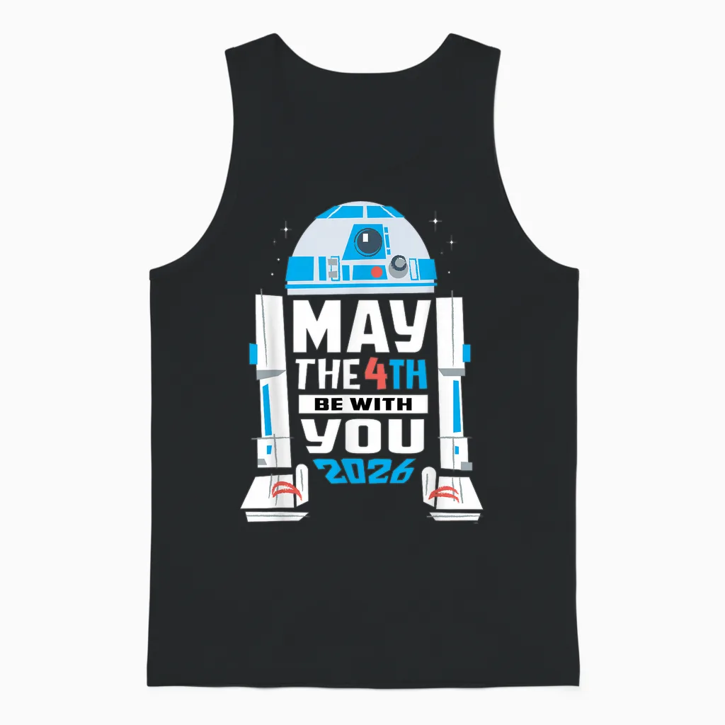 Star Wars R2-D2 May the 4th Be with You 2026 Star Wars Day Unisex Tank Top in Black