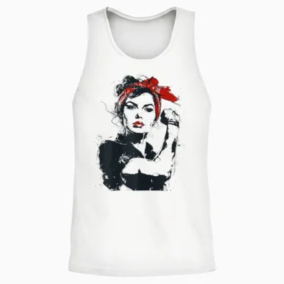 Retro Rosie Rockabilly Unisex Tank Top - White