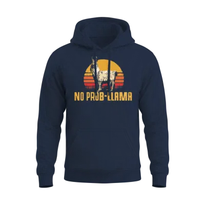 No Prob-Llama Retro Funny Llama Alpaca Unisex Hoodie - Navy
