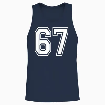 Number 67 Numbered Uniform Sports Jersey Team 67th Birthday Unisex Tank Top - Navy