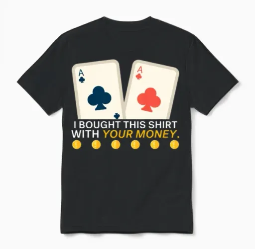 Funny Poker Gambling Card Game Quote Player Unisex T-Shirt in Black