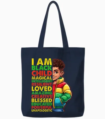 I Am Black History Month Shirt Kids Boys African American Tote Bags - Navy