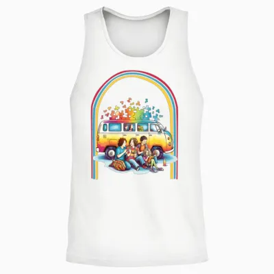 Autism Hippie Van Retro Unisex Tank Top - White
