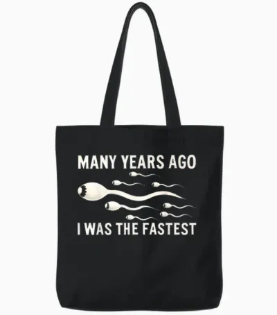 Many Years Ago I Was the Fastest Funny T-Shirt, Black Tote Bags - Black