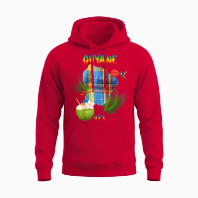 Beautiful French Guiana 973 Madras Hibiscus Hummingbird Coconut Unisex Hoodie - Red