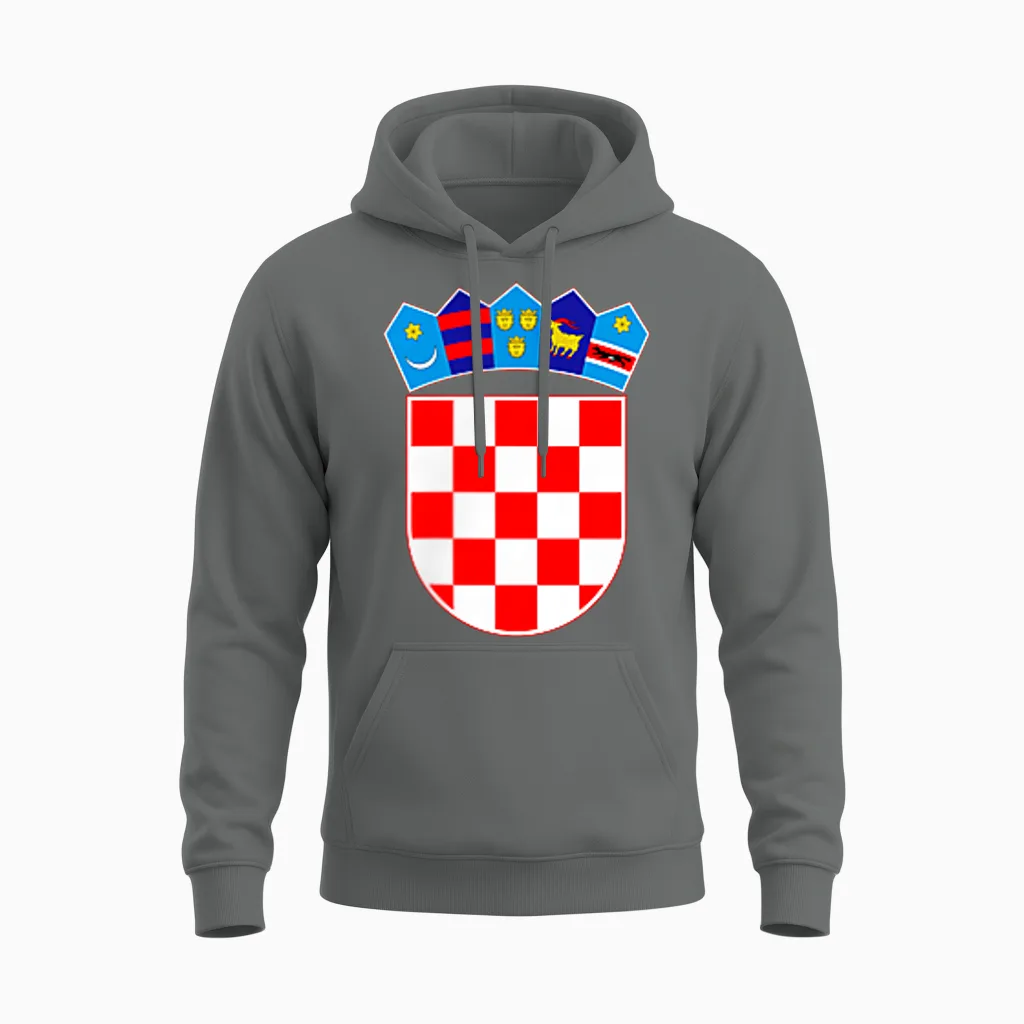 Hrvatska Kroatien Croatia T-Shirt Kroatien Wappen Nationalflagge Kroatien Hrvatska Schwarz Klein Crew-Ausschnitt Lässig Unisex Hoodie in Graphite Heather