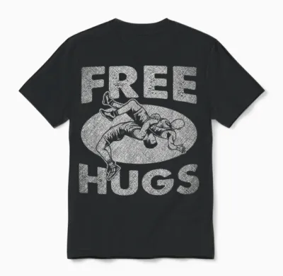 Wrestling - Funny Free Hugs Wrestling Unisex T-Shirt - Black