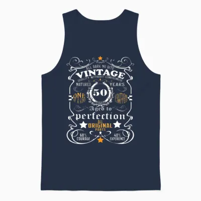 50th Birthday Shirt Vintage 50th Birthday Gift Unisex Tank Top - Navy