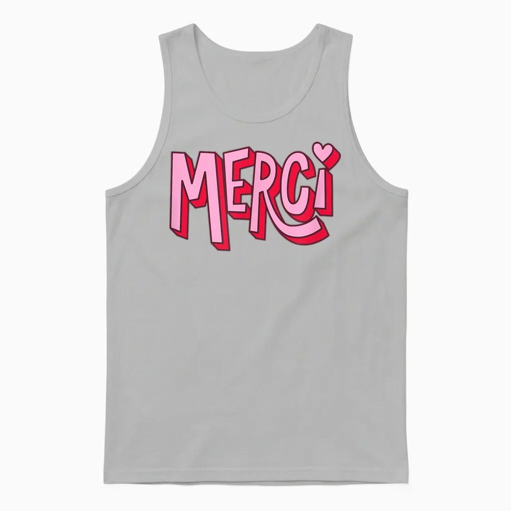 Merci Unisex Tank Top in Ash