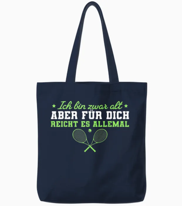Tennisspieler Ich Bin Zwar Alt Tennis Tote Bags in Navy