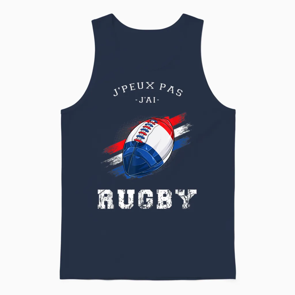 Funny Rugby Player Shirt, Je Peux Pas J'ai Rugby Design Unisex Tank Top in Navy
