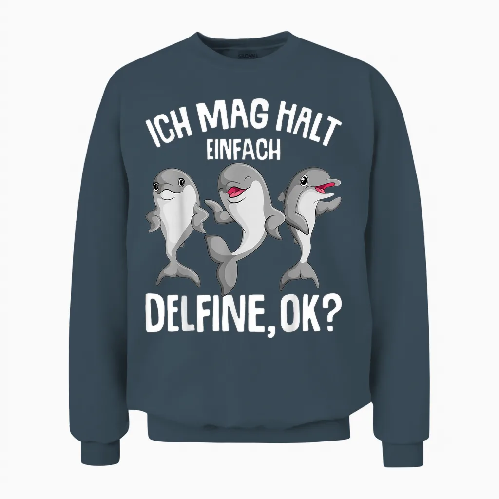 Ich Mag Halt Dolphin Girls' Children's T-Shirt, Black, S Unisex Sweatshirt in Dark Heather