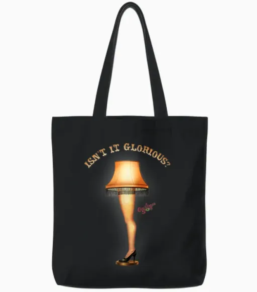 A Christmas Story Glowing Glorious Leg Lamp Funny Holiday Tote Bags - Black