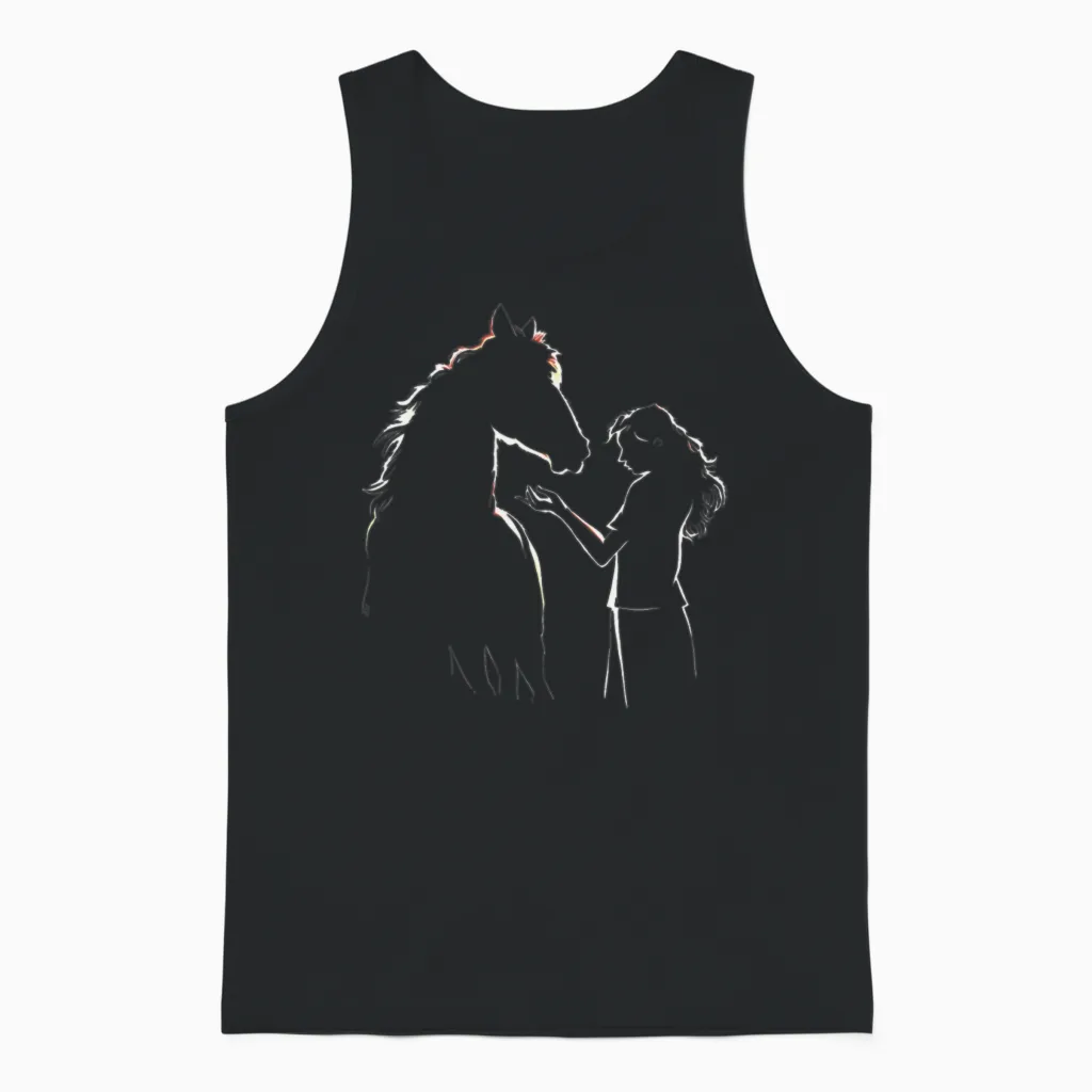 Horse Girl Silhouette Lovers Gift Unisex Tank Top in Black