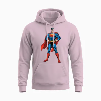 Superman Classic Pose Unisex Hoodie - Light Pink