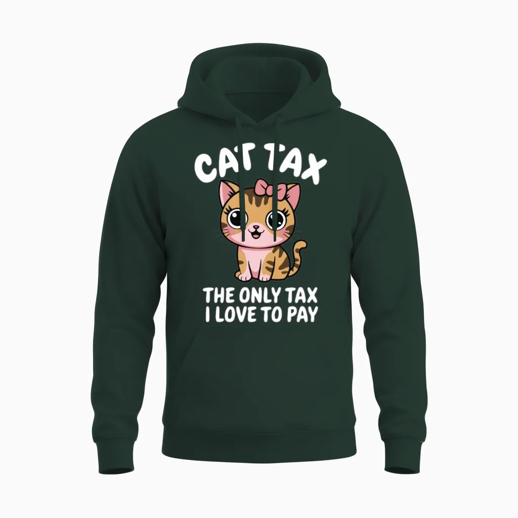 Cat Tax Paid Meme - Funny Cute Cat Lover Gift Unisex Hoodie in Forest