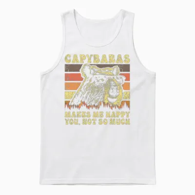 Capybara Retro Unisex Tank Top - White